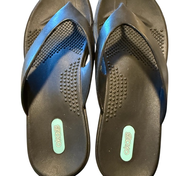 Oka B Flip Flops Elle Sandals Thongs Size M-L Black Made in USA - Picture 9 of 9